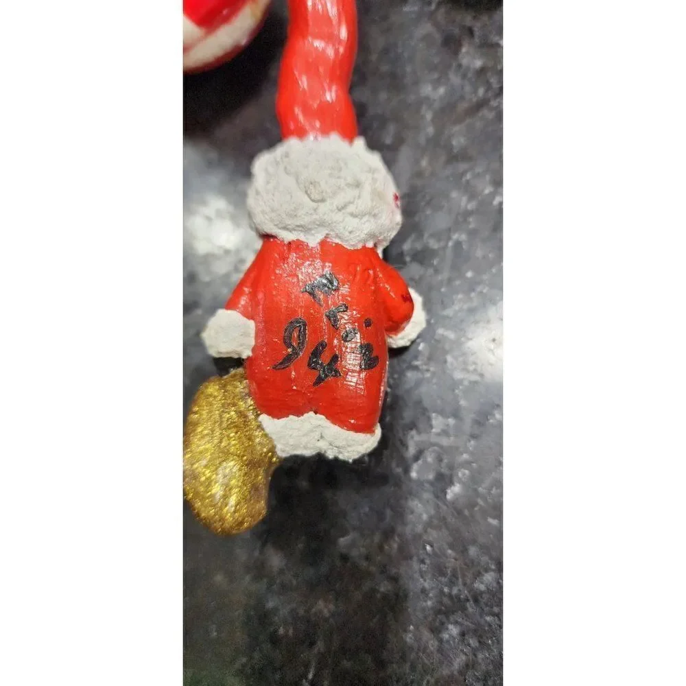 Set of 3 Vintage Santa Ornaments / Toys